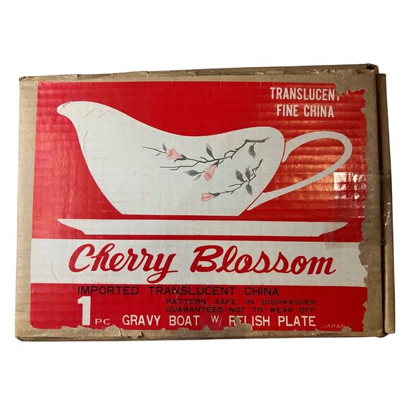 Cherry Blossom Fine China Gravy Boat w/ Underplate 1067 Japan Vintage Set - Picture 5 of 5